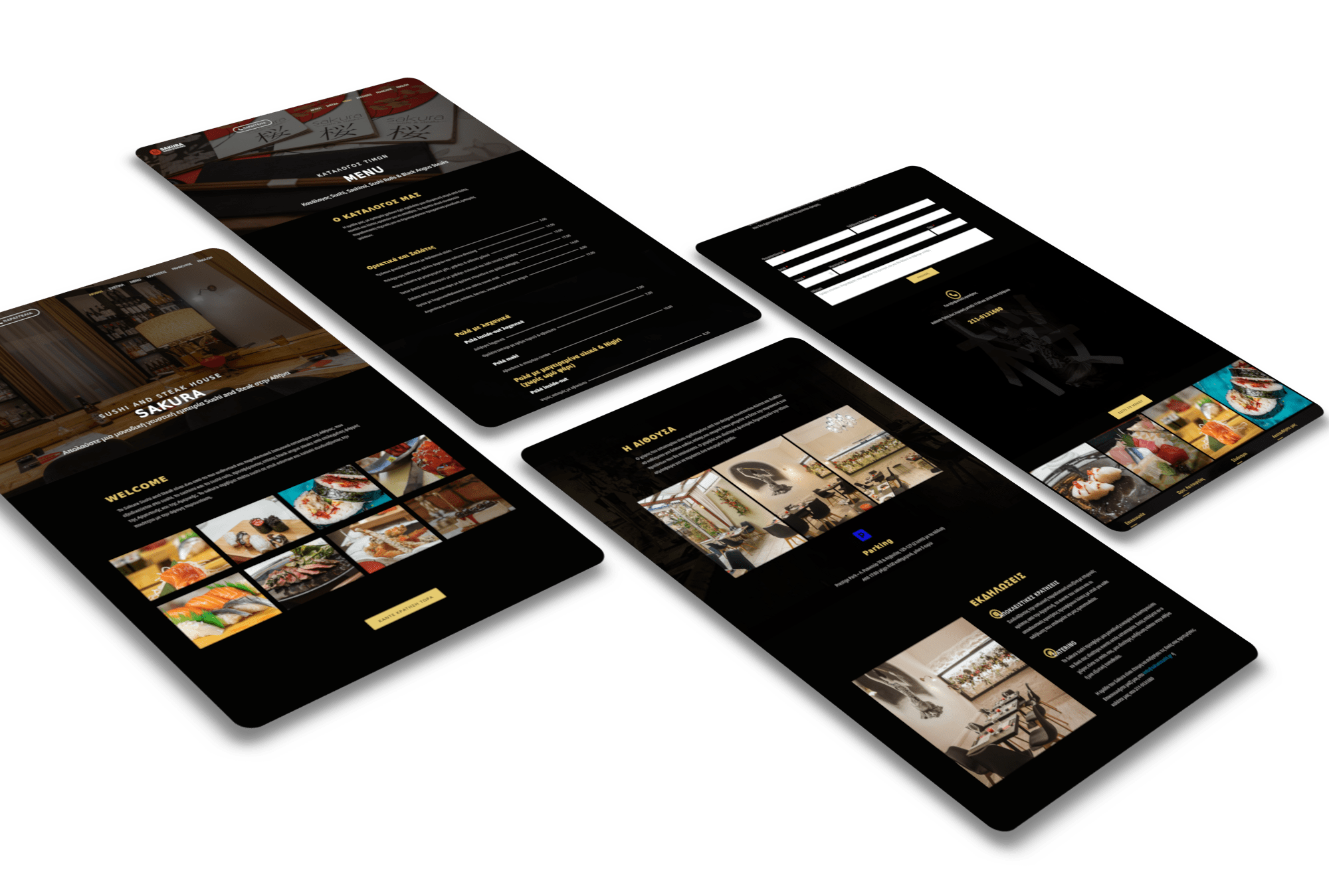 Sakura sushi site mockups